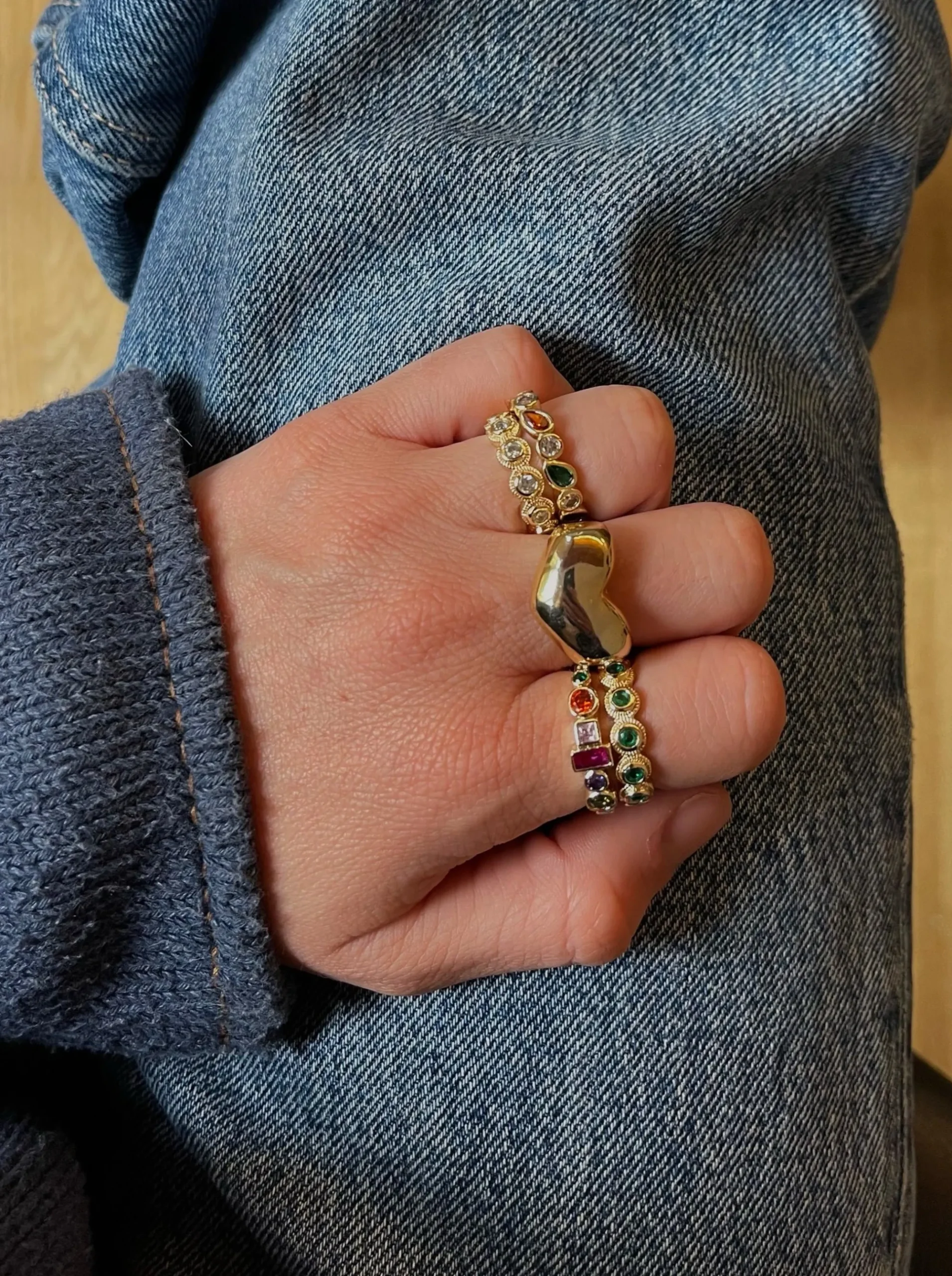 Susmie's Anastacia Geometric Ring< Stone | Golden