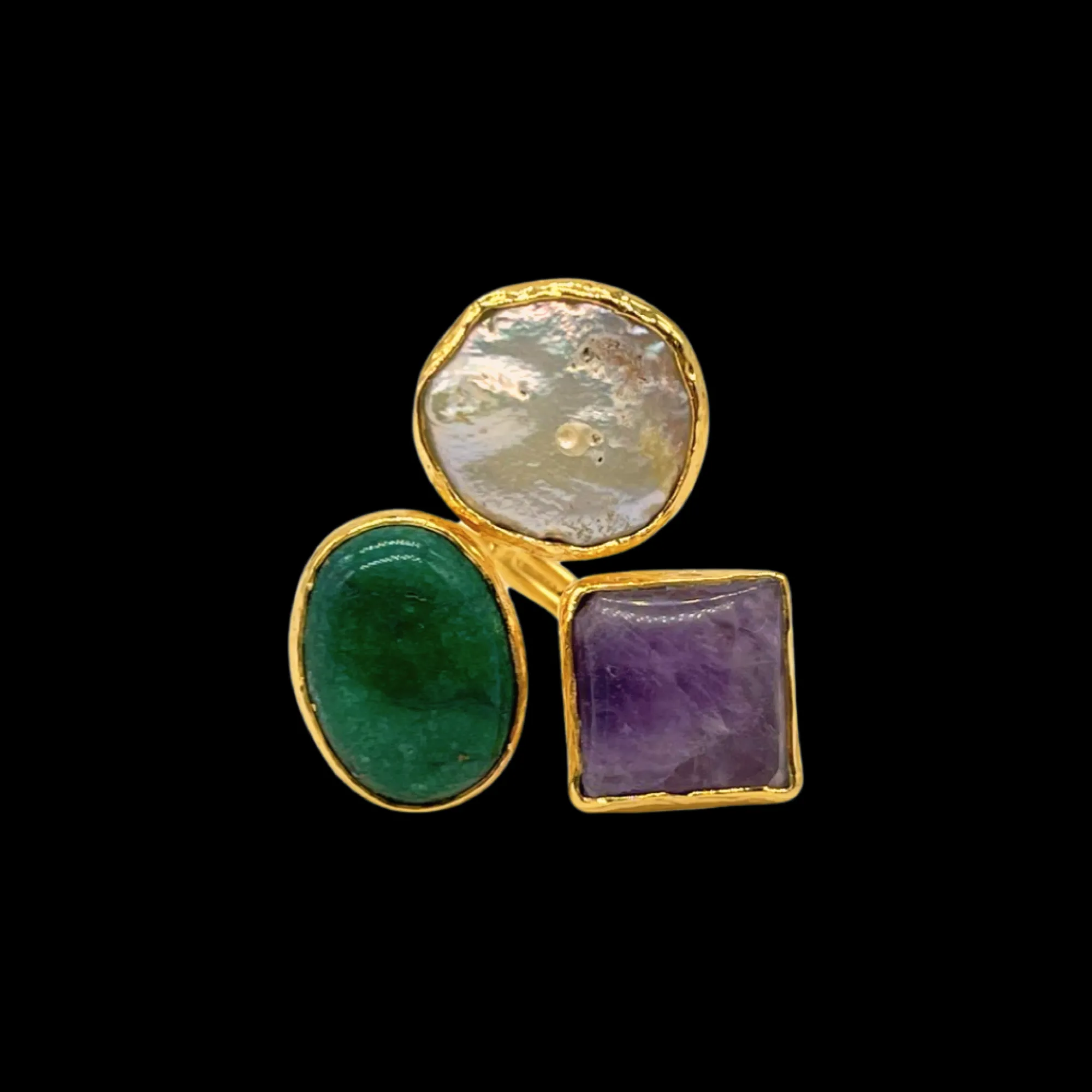 Susmie's Avant-garde Green Ring< Stone | Golden