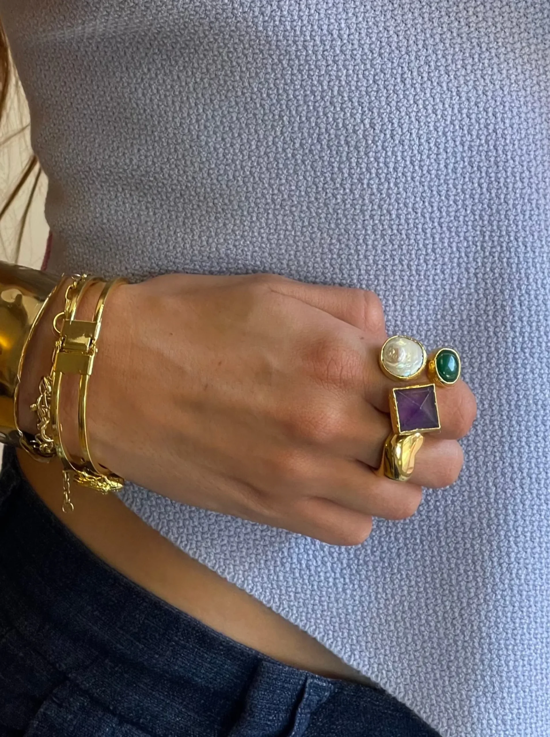 Susmie's Avant-garde Green Ring< Stone | Golden