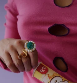 Susmie's ¡Ay Mamá! -Green Ring< Stone | Golden