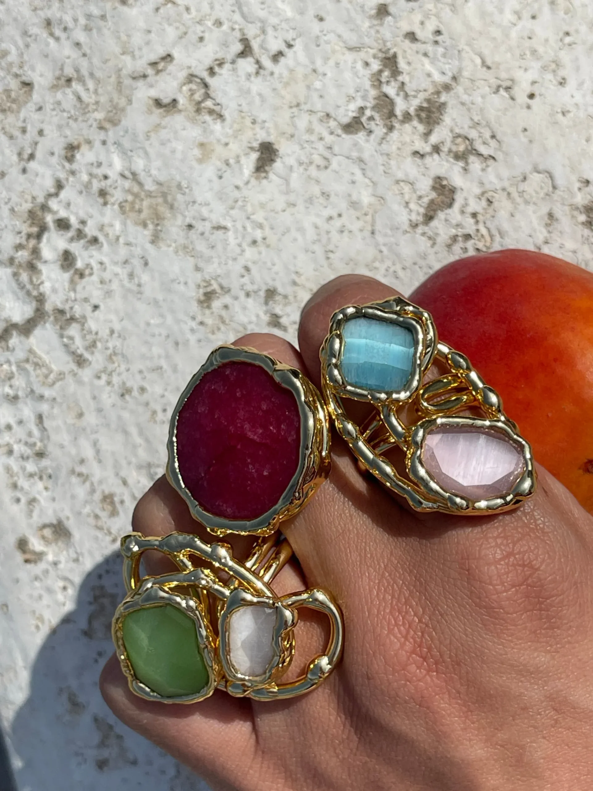 Susmie's Como el mar Green Ring< Stone | Golden
