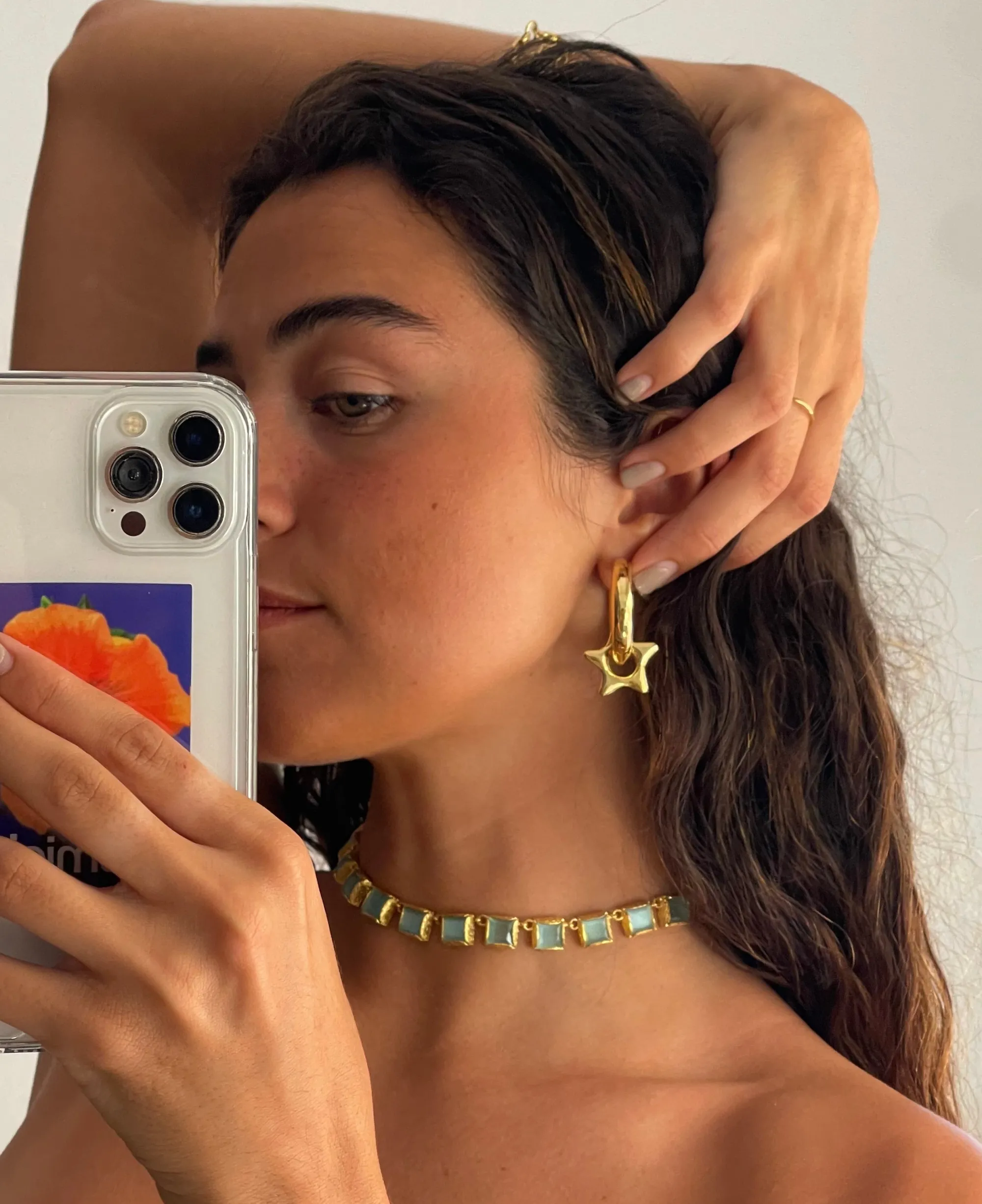 Susmie's Corazón Roto Light Blue Necklace< Stone | Golden