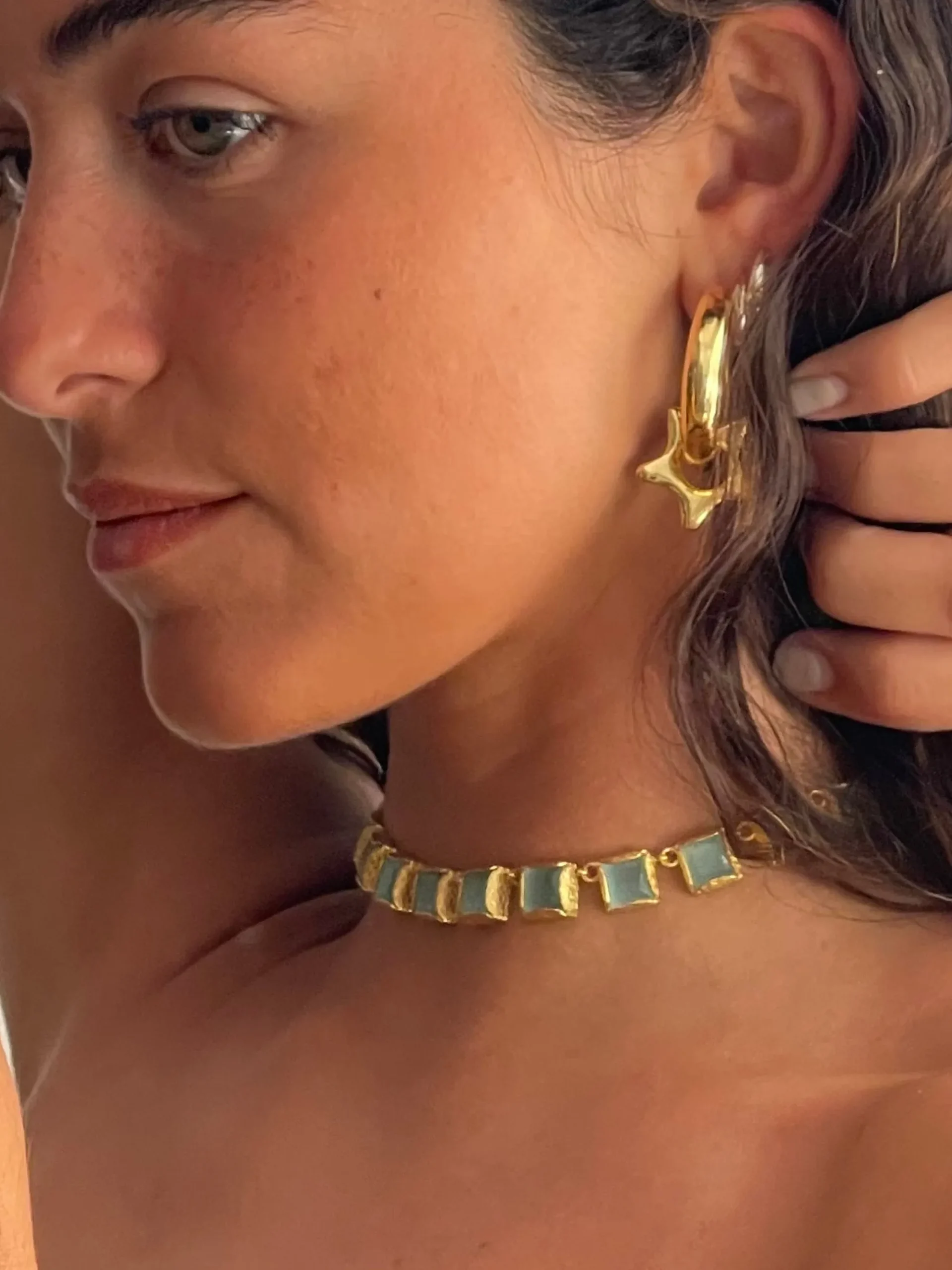 Susmie's Corazón Roto Light Blue Necklace< Stone | Golden