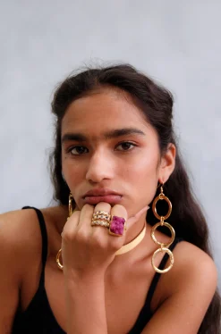 Susmie's Earth Pink Ring< Golden | Stone